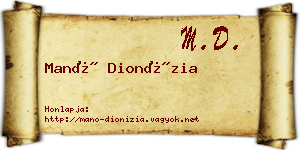 Manó Dionízia névjegykártya